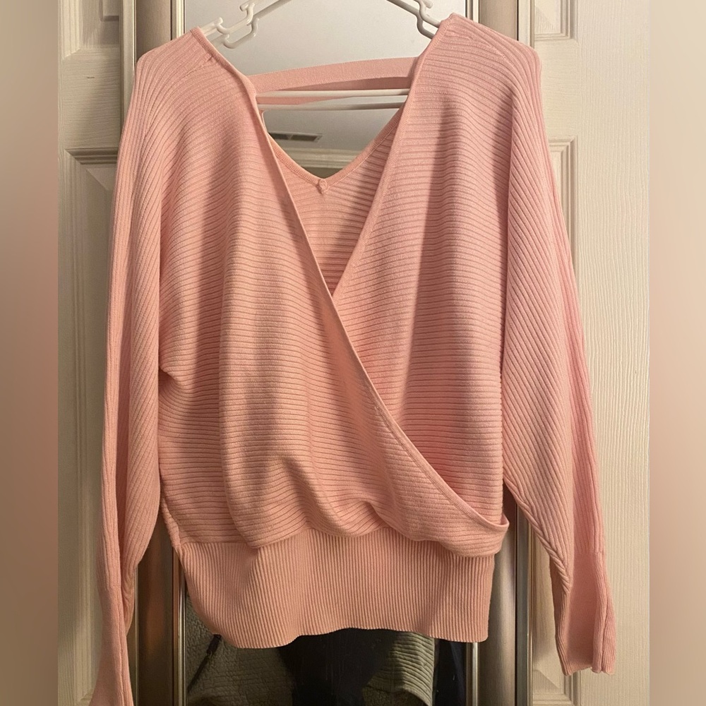 Women's Pink Wrap Sweater